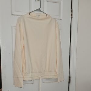 Garnet Hill Cream Sweatshirt with Drawstring Hem